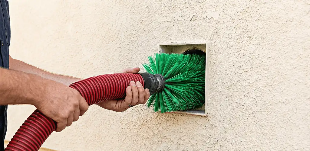 Air duct cleaning brush removing debris from a vent opening in Pittsburgh, PA