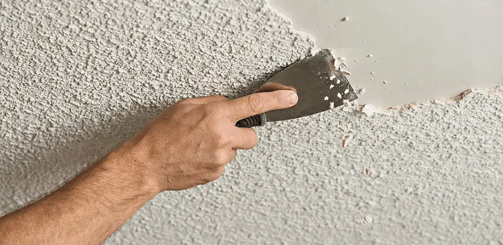 Popcorn ceiling removal scraping off textured ceiling finish in Pittsburgh, PA