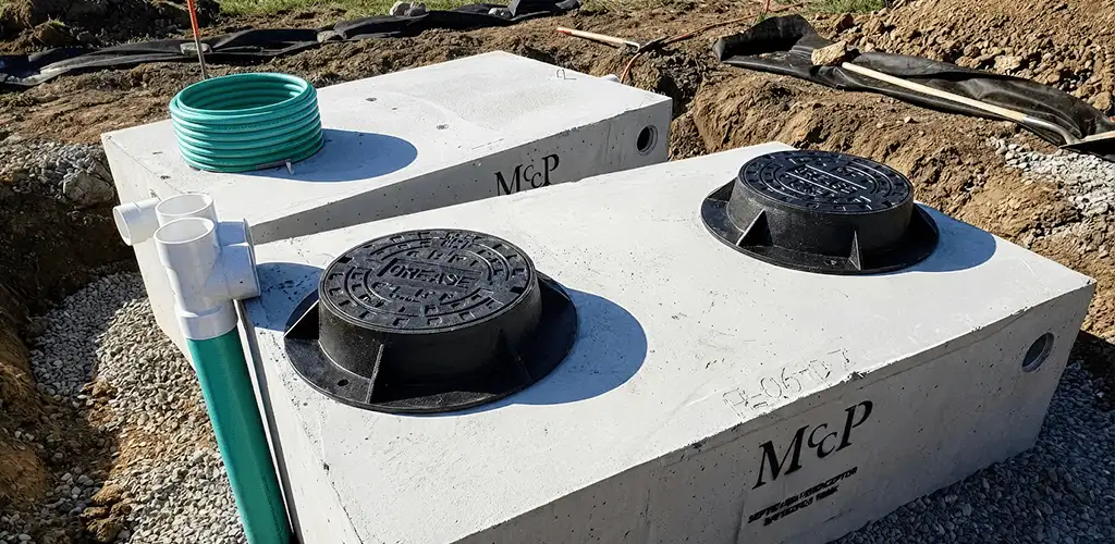 Grease trap installation unit set in place for drainage protection in Pittsburgh, PA