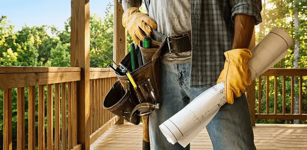 Professional handyman with tool belt ready for home repairs in Pittsburgh, PA