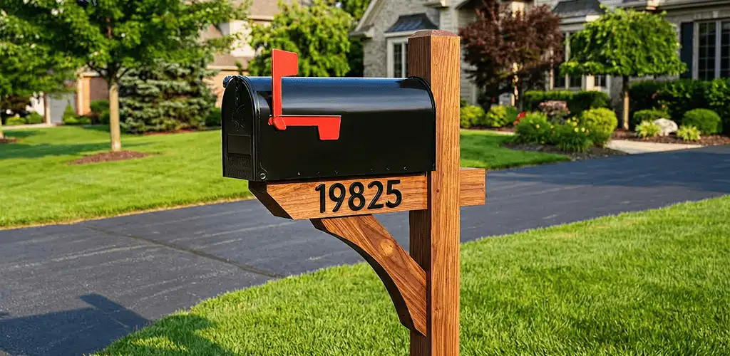 New mailbox installation with post and address number for a home in Pittsburgh, PA